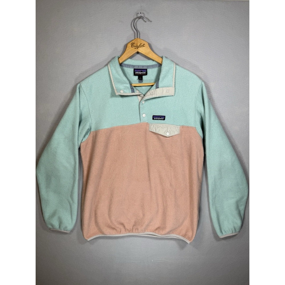 Patagonia Synchilla Lightweight Snap-T Fleece Pullover Peach Blue Size Large